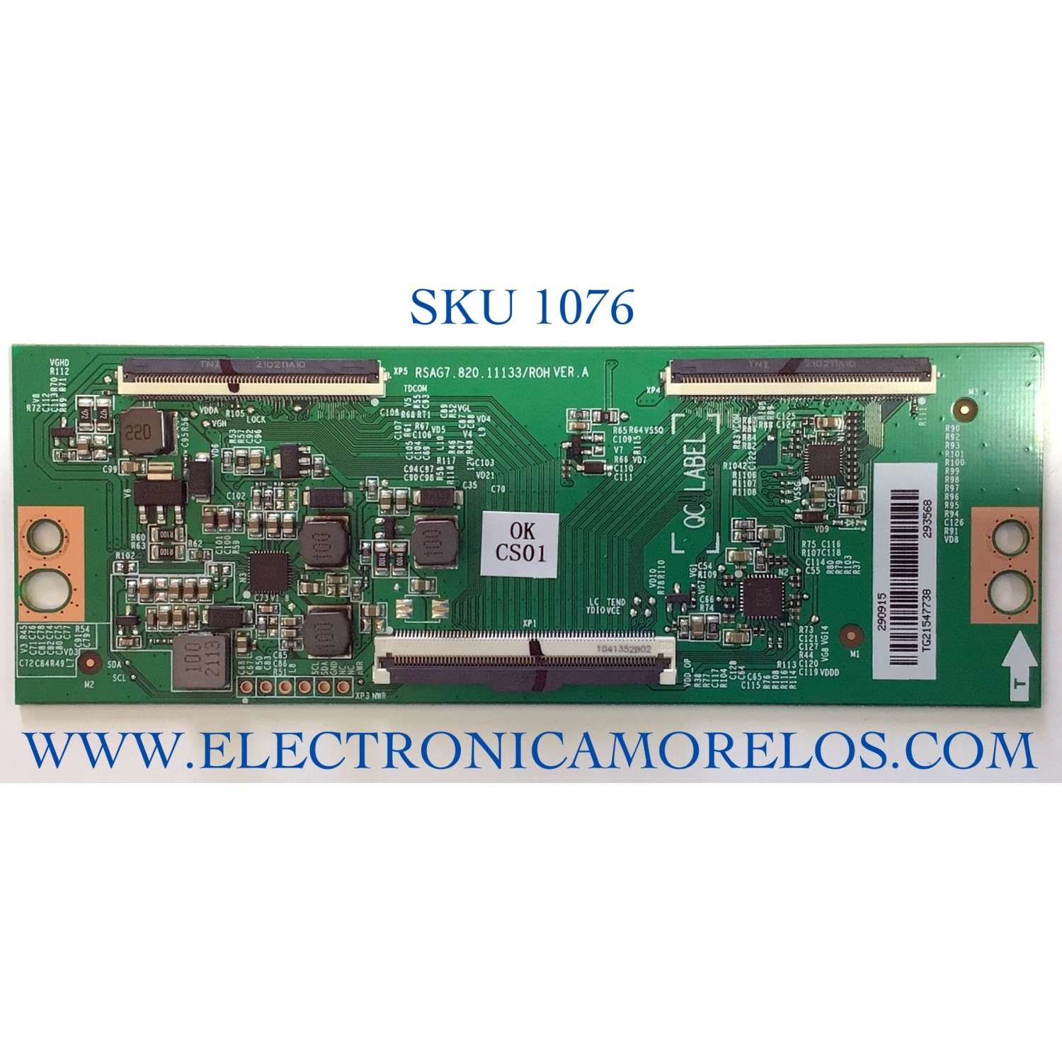 T-CON PARA TV HISENSE / NUMERO DE PARTE 290915 / RSAG7.820.11133/ROH / 293568 / TG21547738 / HD500Y1U51-T0L2\S0\GM\MCKD3A\ROH / DISPLAY T500QVN03.7 / MODELO 50A6G 50A53FUA